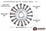 4.5 inch carbon steel knotted wire wheel with 7/8 inch arbor dimension diagram