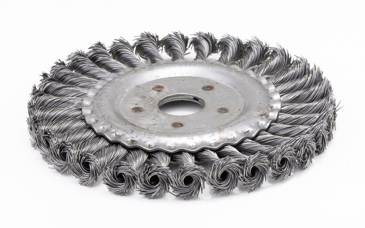 6 inch carbon steel knotted wire wheel with 7/8 inch arbor