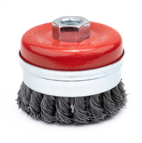 3 inch carbon steel knotted cup brush with retaining ring