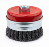 4 inch carbon steel knotted cup brush with retaining ring