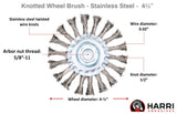 4.5 inch stainless steel knotted wire wheel with 5/8-11 threaded hub dimension diagram