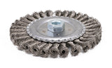 6 inch stainless steel knotted wire wheel with 5/8-11 threaded hub