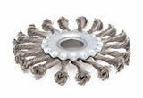 4.5 inch stainless steel knotted wire wheel with 7/8 inch arbor