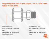 Oxygen size B female to size A male adapter thread drawing