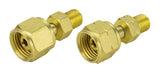 Pair of brass size B to A oxy-fuel hose adapters