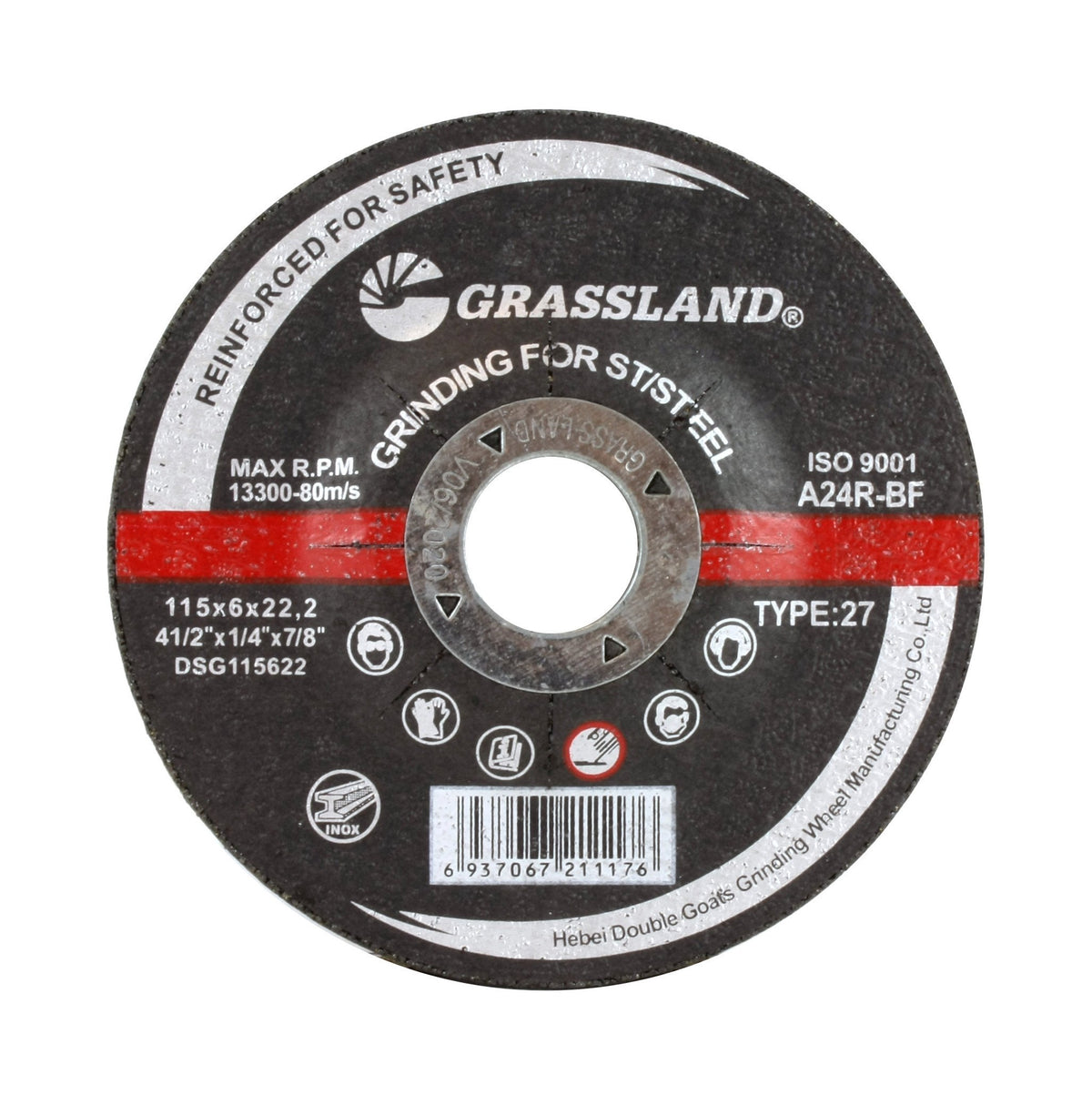 Grassland stainless steel T27 grinding disc, front label