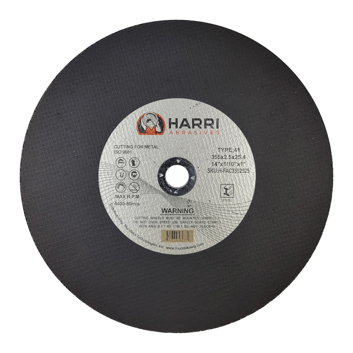 Steel Cut-Off Wheel, 14 x 3/32 x 1, T41: label side