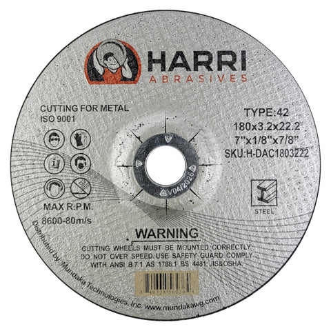 Steel Cut-Off Wheel, 7 x 1/8 x 7/8, T42: label side