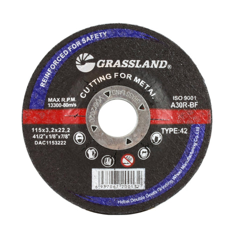 Grassland 4-1/2-inch steel T42 cutting disc, front label