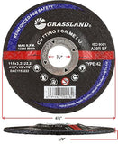 Steel T42 cutting disc dimensions: 4-1/2-inch diameter, 1/8-inch thickness and 7/8-inch arbor