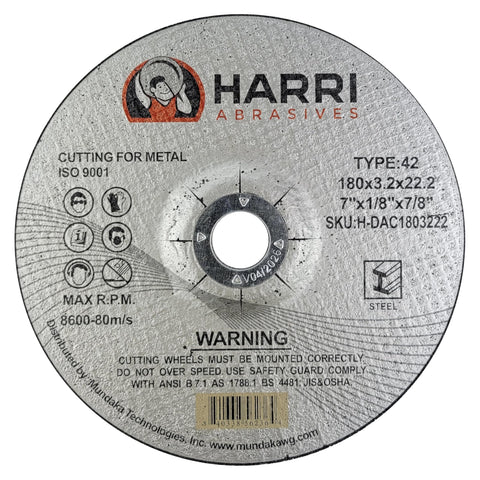 Harri 7-inch steel T42 cutting disc, front label