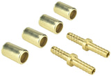 Barbed splicers with ferrules for 1/4 inch hose