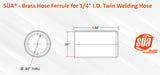 Ferrule dimension diagram for 1/4 inch ID hose