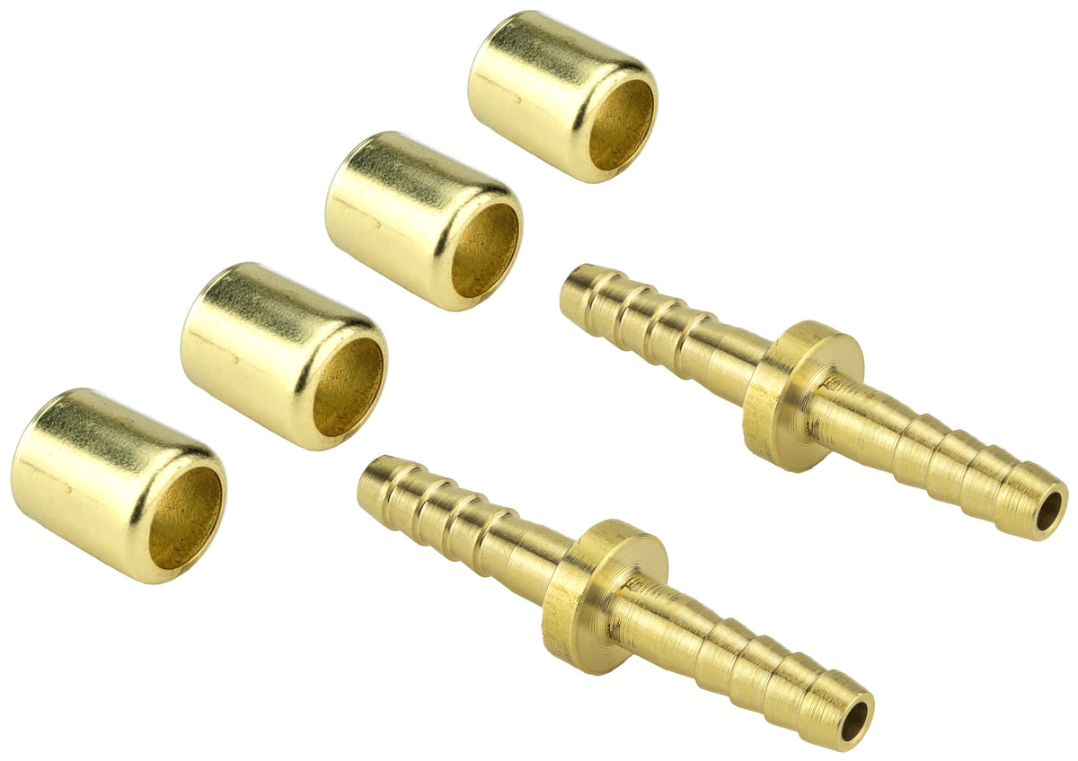 Barbed splicers with ferrules for 3/16 inch hose
