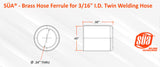 Ferrule dimension diagram for 3/16 inch ID hose