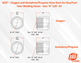 Type A oxygen and fuel hose nut thread diagrams