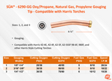 6290-GG dimensions and operating-parameter chart
