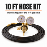 SÜA argon regulator and 10 ft gas hose kit package contents.