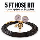 SÜA argon regulator and 5 ft gas hose kit package contents.