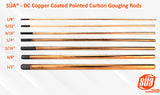 Pointed gouging carbon rod diameter comparison
