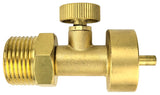 Brass oxygen adapter with shutoff valve side view