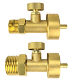 Pair of brass disposable-cylinder adapters with shutoff valves