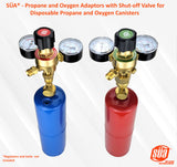 Regulators mounted on disposable cylinders using brass adapters