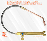 Flexible rosebud heating tip fitted to a J-series torch handle