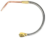 Flexible welding tip bent into a curved shape