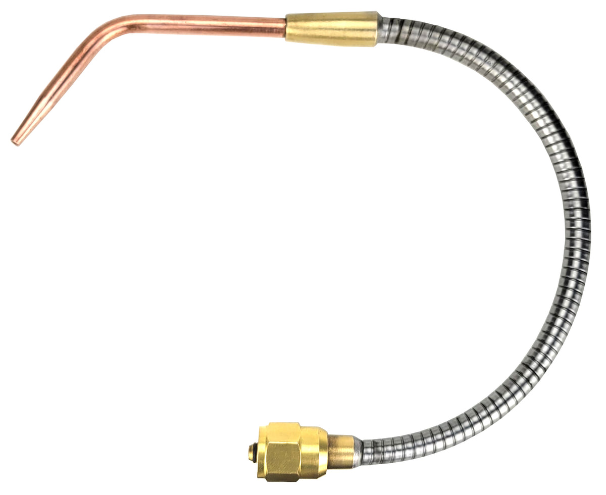 Flexible welding tip bent into a curved shape