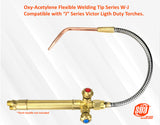 Flexible welding tip fitted to a J-series torch handle