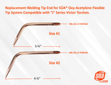 Replacement welding tip end sizes and thread diagram