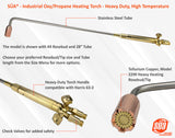 Heating torch components and check-valve diagram