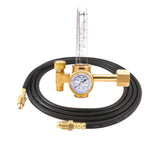 CO2 flowmeter with coiled black gas hose