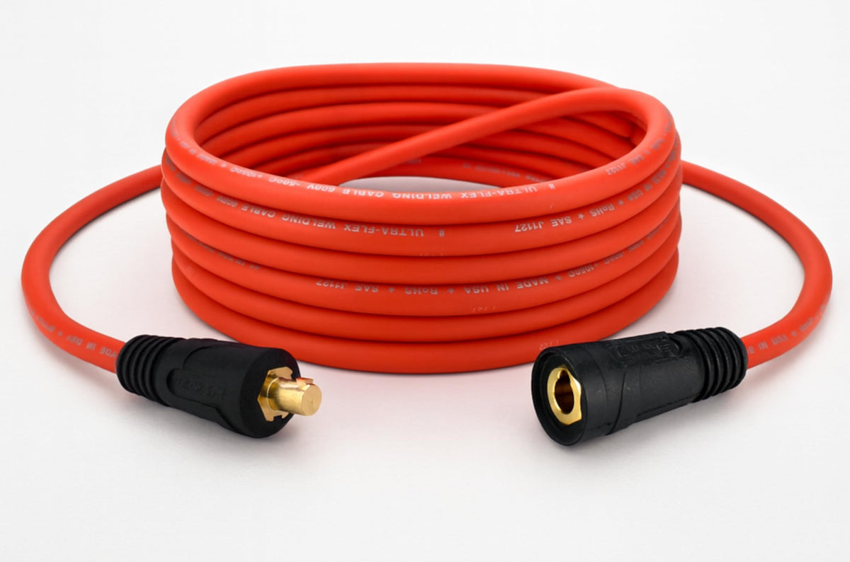 Orange Ultra-Flex extension cable with male and female Dinse connectors