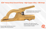 SÜA 500-amp high-copper-alloy ground clamp features diagram