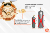 LP gas regulator CGA-510 cylinder fit diagram