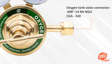 Oxygen regulator CGA-540 cylinder fit diagram