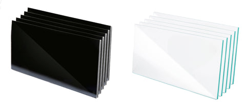 Clear and dark rectangular glass lens stacks
