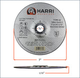 HARRI 7-inch type 42 cutting wheel diameter, thickness and arbor dimensions