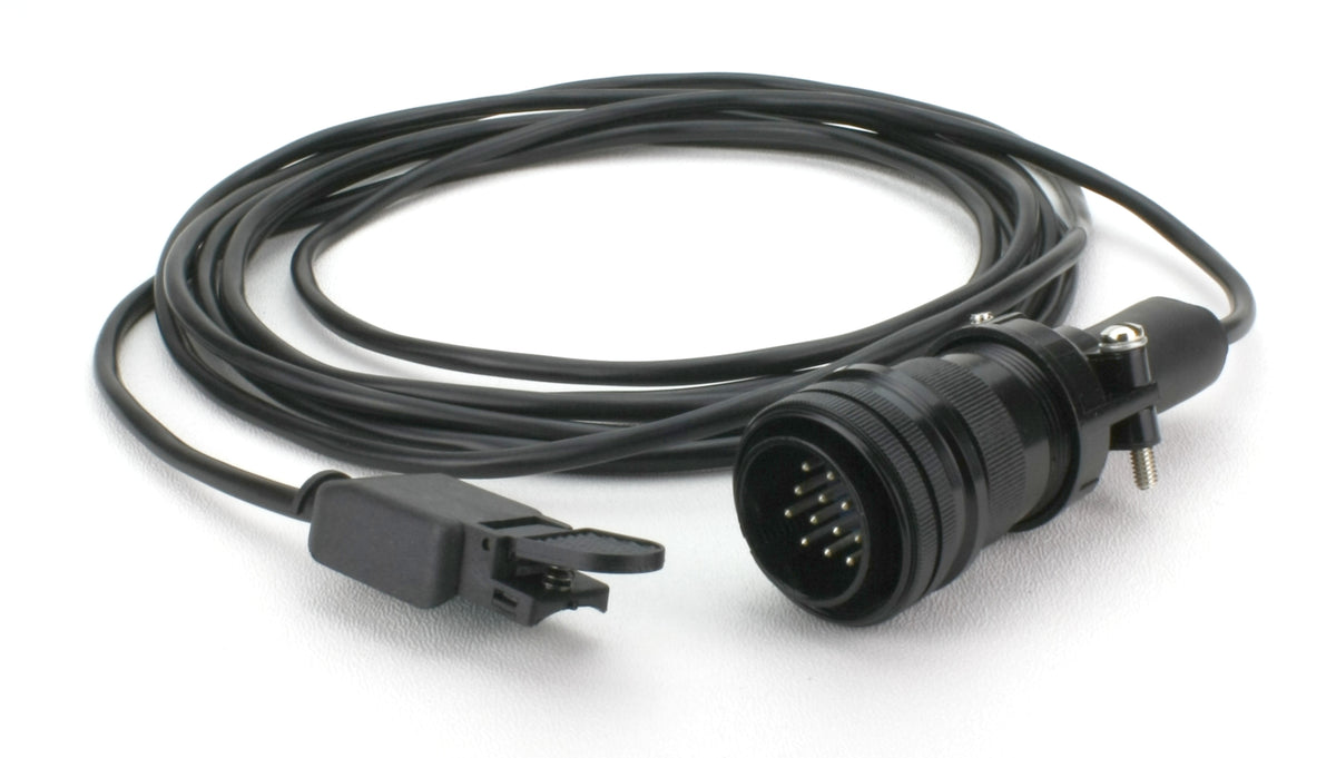 Coiled TIG finger switch cable with Miller-compatible fourteen-pin plug