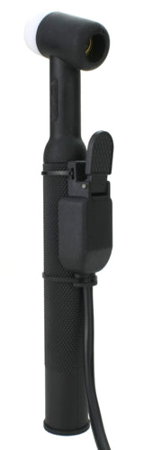 Finger switch mounted on a TIG torch handle