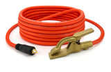 Orange UltraFlex copper ground clamp lead with Dinse 10-25 connector
