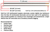 0.040 and 1/16-inch gold-tip tungsten dimension guide