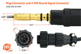 Hobart MIG power plug dimensions and round 2-pin trigger connector