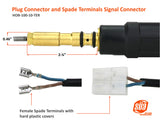 Hobart MIG plug dimensions and insulated spade trigger terminals