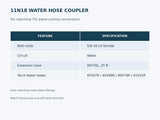11N18 water coupler specifications and matching left-hand hose connections