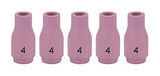 Five pink size 4 alumina TIG cups