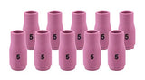 Ten pink size 5 alumina TIG cups