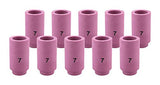 Ten pink size 7 alumina TIG cups